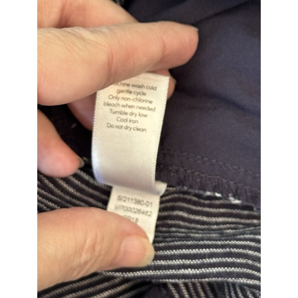 Athleta Womens 12 Blue Stripe Bali Linen Pants Trouser Coastal Vacation Nautical - Picture 6 of 8